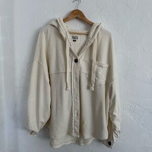 American Eagle Outfitters Cream Hooded Shirt